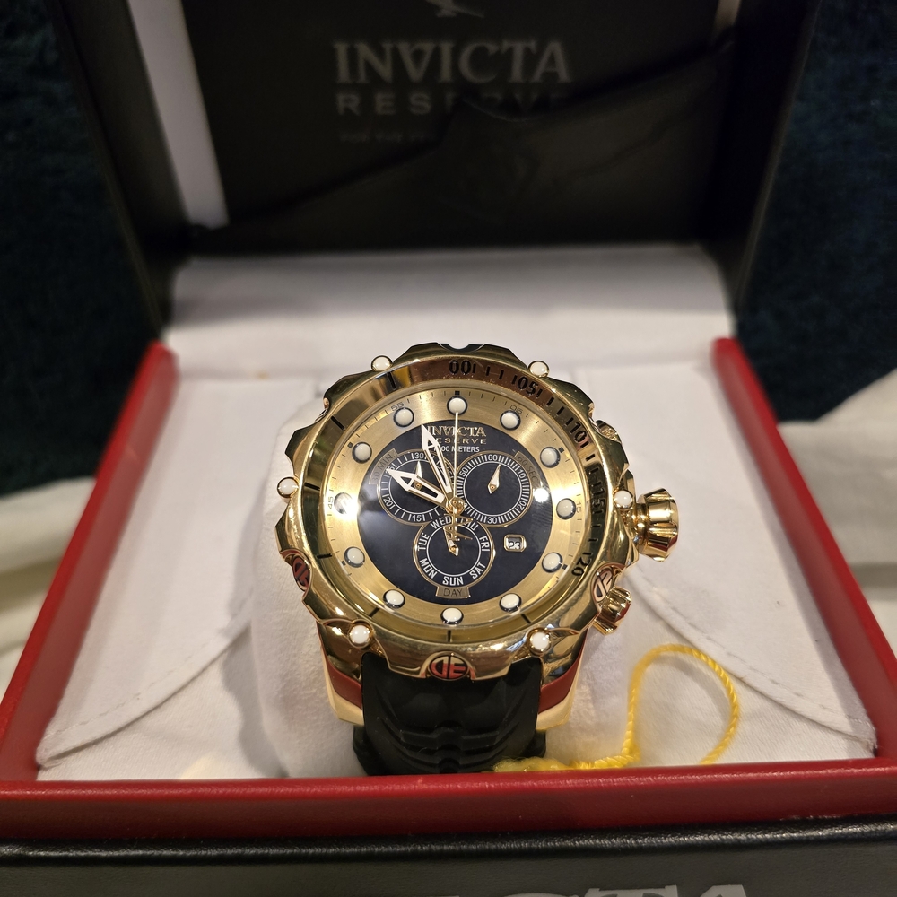 Invicta Gold and Black Chronograph Watch